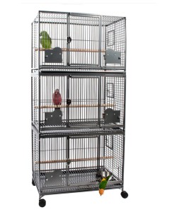 Parrot-Supplies Parrot Triple Breeding Cage Or Display Parrot Cage - Black